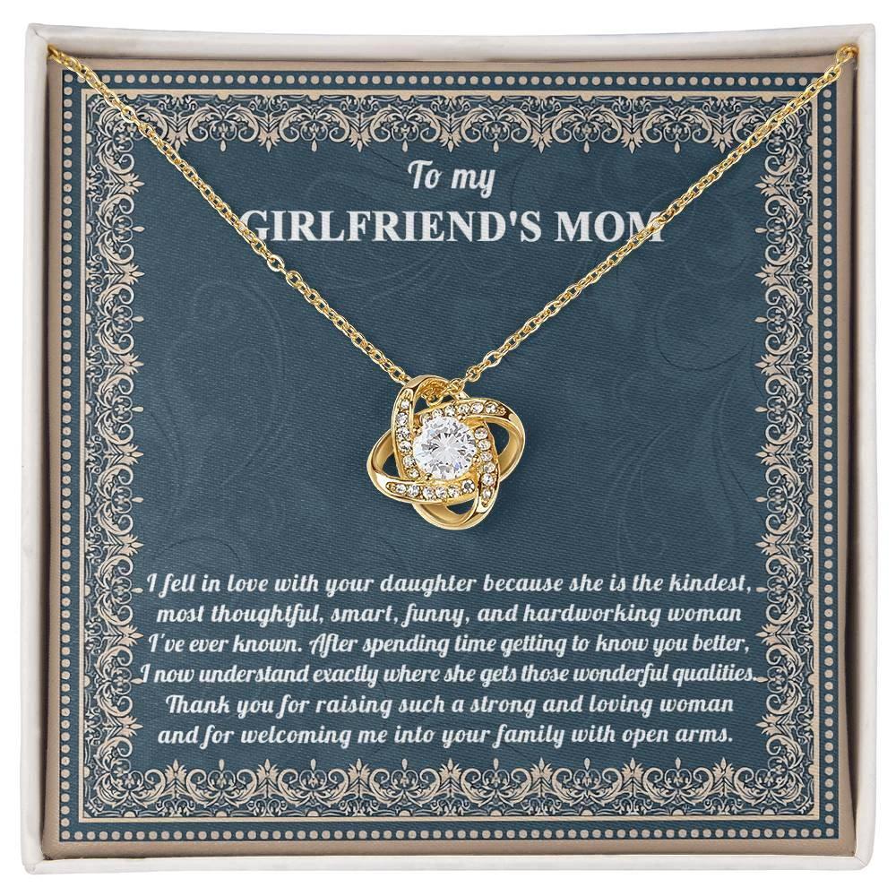 To My Girlfriend's Mother Thank You for Raising a Wonderful Woman Love Knot Pendant Necklace