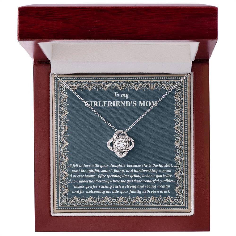 To My Girlfriend's Mother Thank You for Raising a Wonderful Woman Love Knot Pendant Necklace
