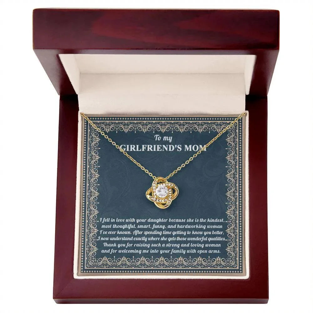 To My Girlfriend's Mother Thank You for Raising a Wonderful Woman Love Knot Pendant Necklace