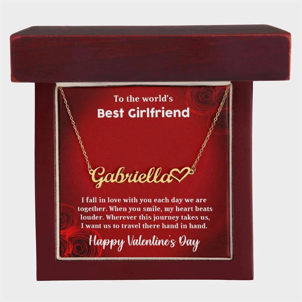 To My Girlfriend When You Smile My Heart Beats LouderHeart Name Necklace