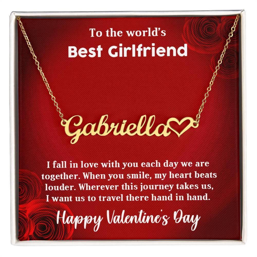 To My Girlfriend When You Smile My Heart Beats LouderHeart Name Necklace