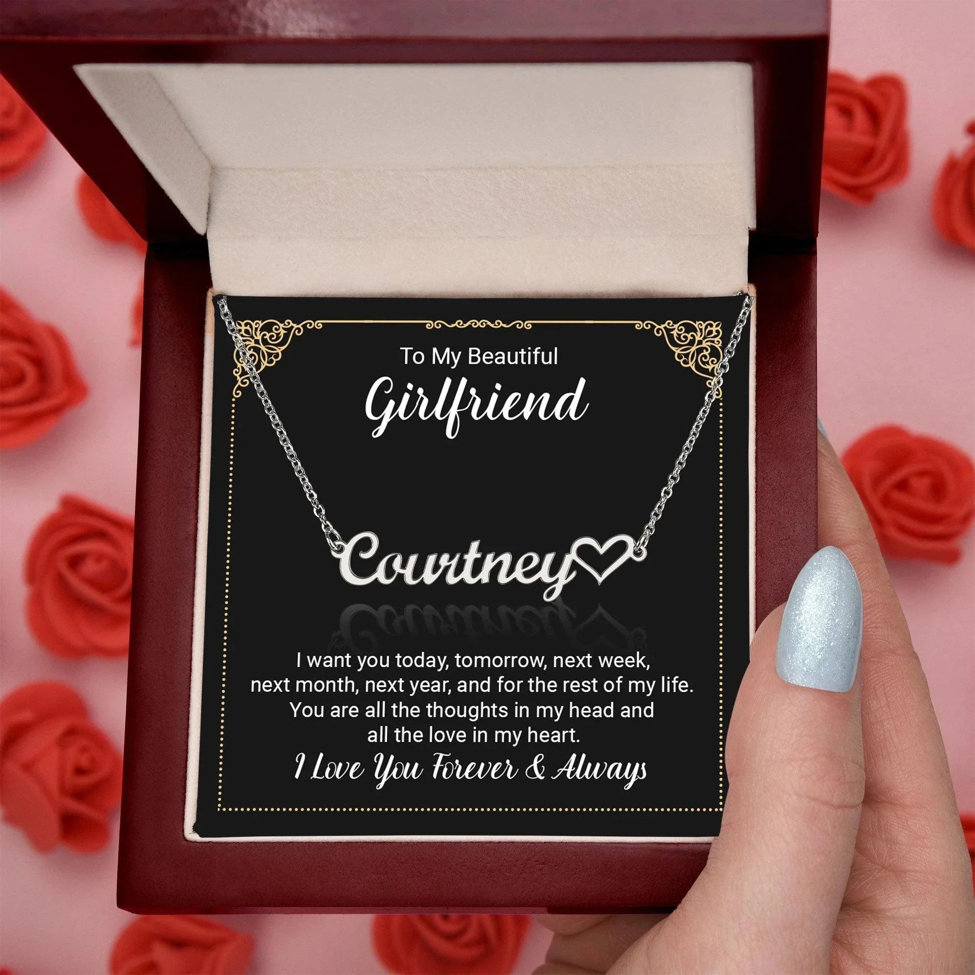 To My Girlfriend You Are All the Love Heart Name Necklace