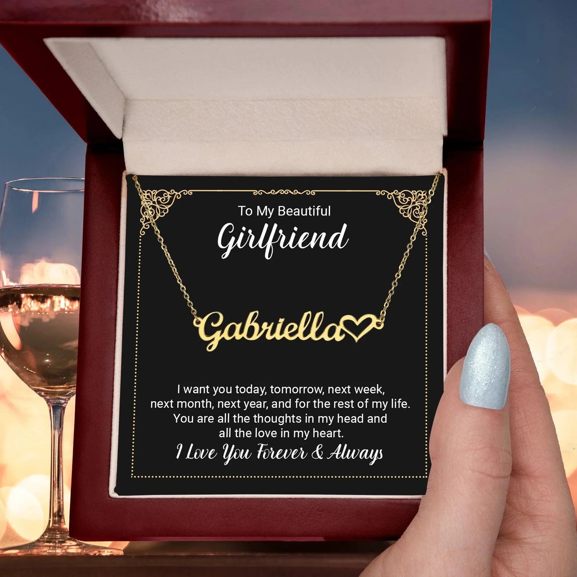 To My Girlfriend You Are All the Love Heart Name Necklace