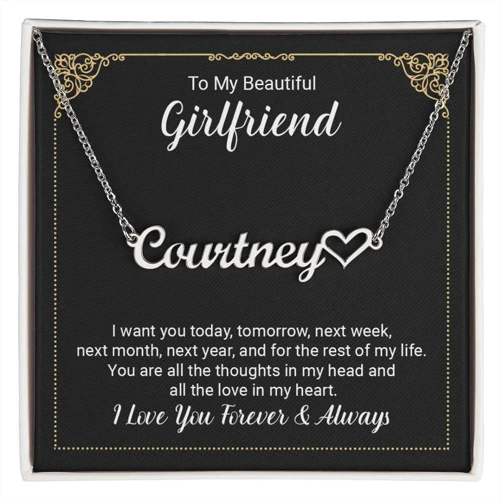 To My Girlfriend You Are All the Love Heart Name Necklace