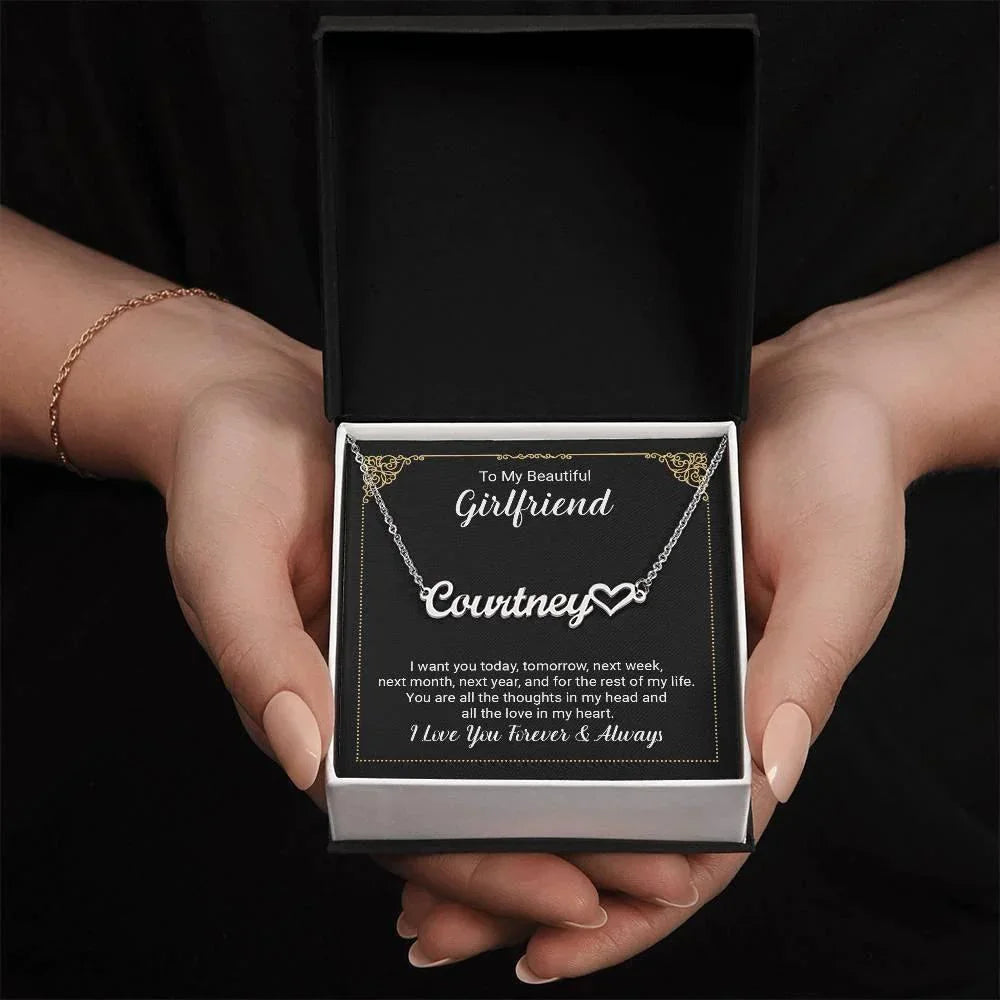 To My Girlfriend You Are All the Love Heart Name Necklace