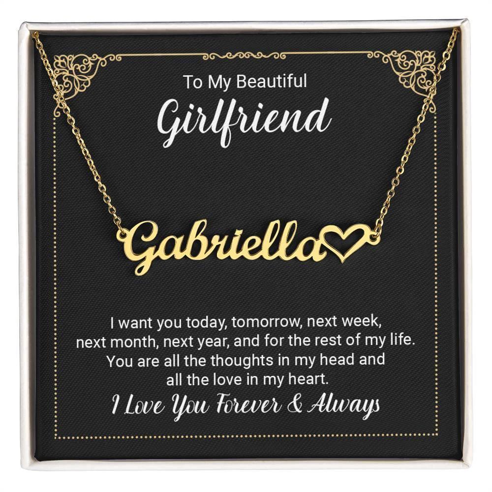 To My Girlfriend You Are All the Love Heart Name Necklace