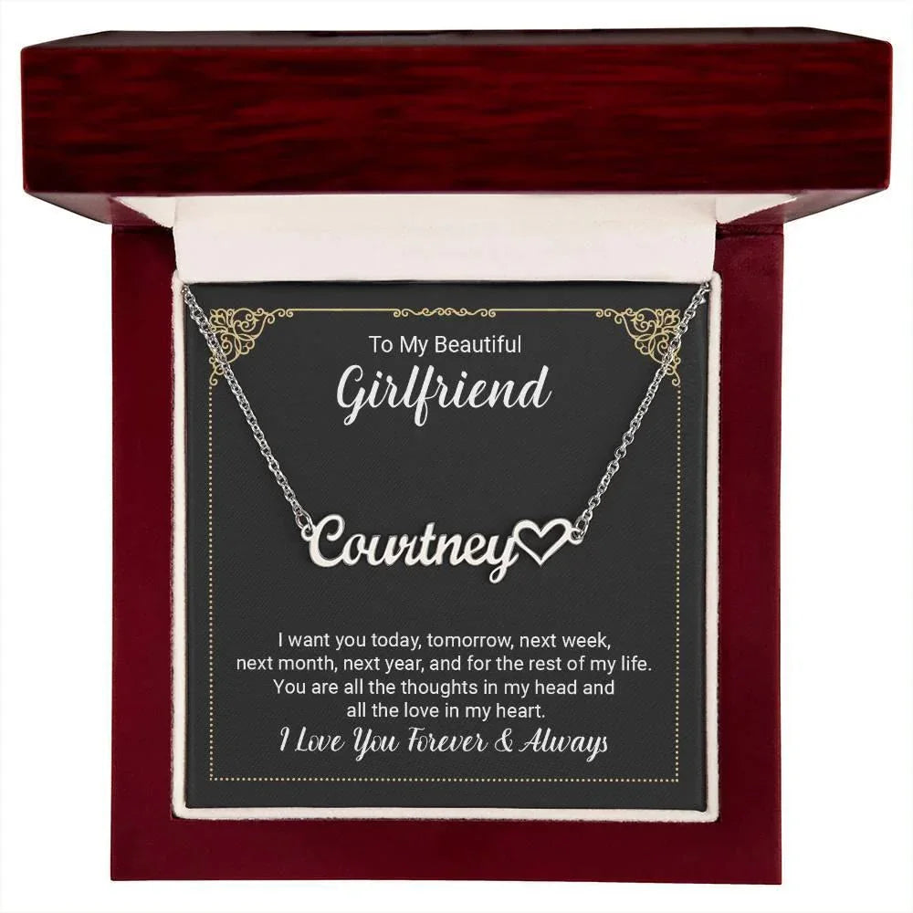 To My Girlfriend You Are All the Love Heart Name Necklace