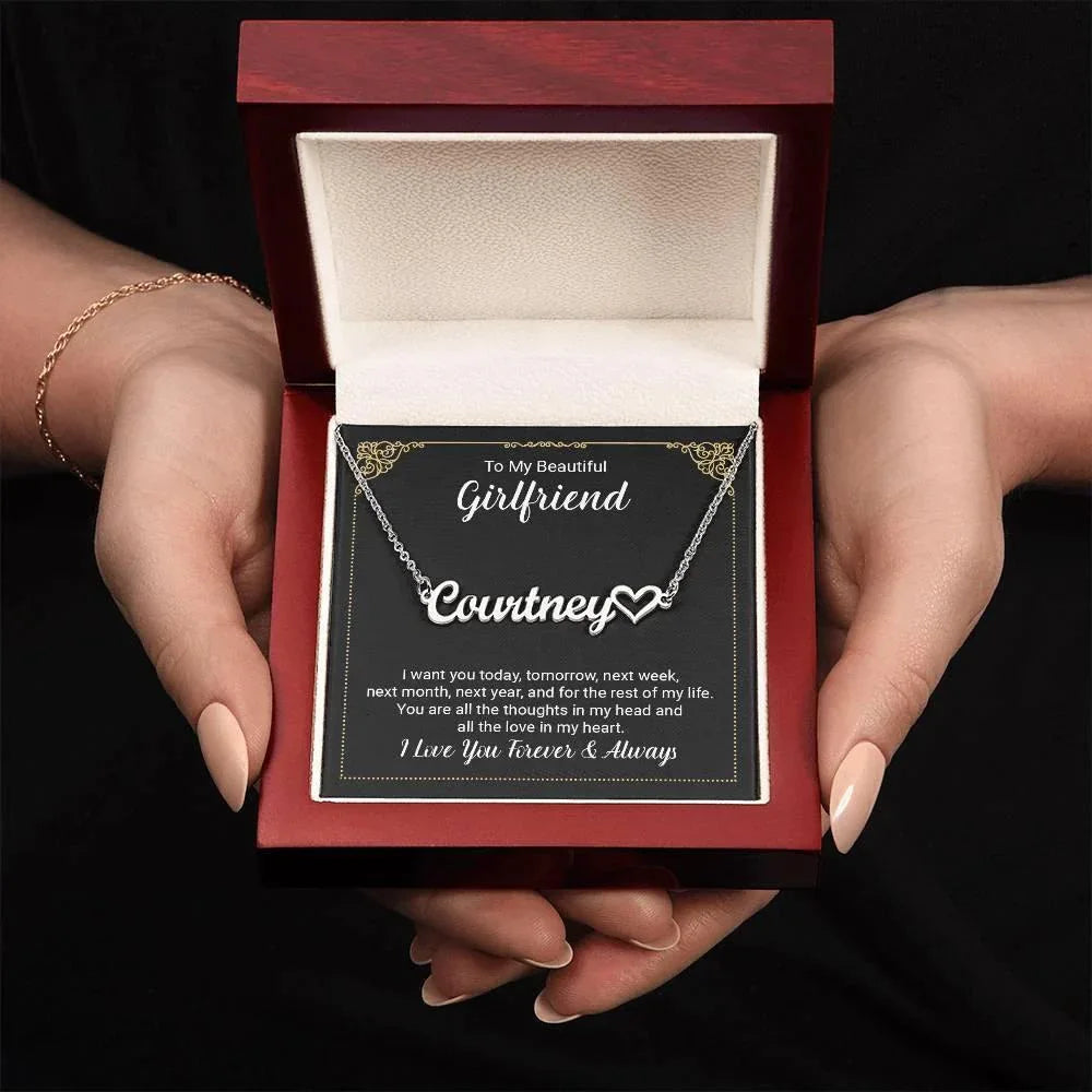 To My Girlfriend You Are All the Love Heart Name Necklace