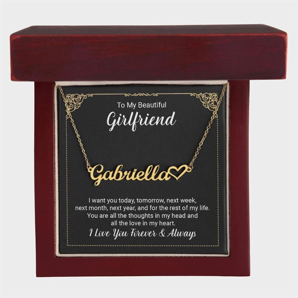 To My Girlfriend You Are All the Love Heart Name Necklace