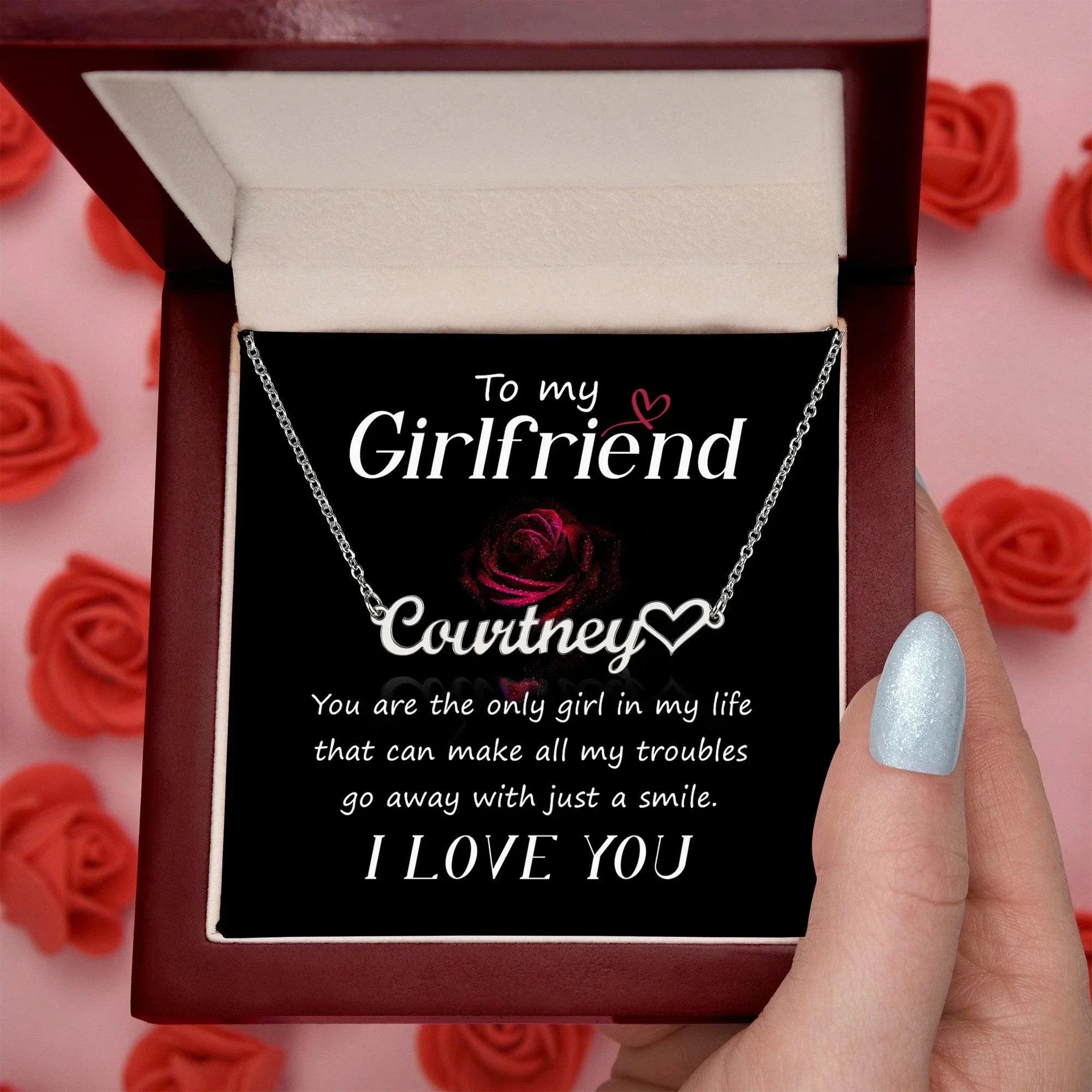 To My Girlfriend You Are the Only Girl In My Life Heart Name Necklace