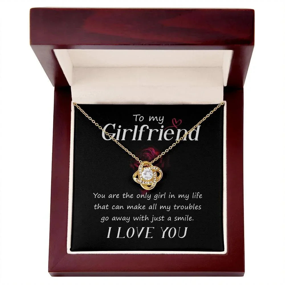 To my Girlfriend You Are the Only Girl Valentine Love Knot Necklace