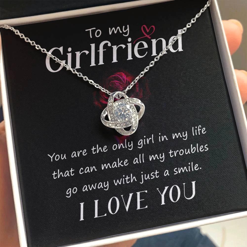 To my Girlfriend You Are the Only Girl Valentine Love Knot Necklace