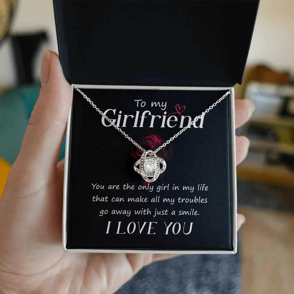 To my Girlfriend You Are the Only Girl Valentine Love Knot Necklace