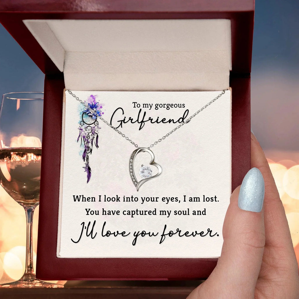 To My Gorgeous Girlfriend When I Look into Your Eyes Forever Love Pendant Necklace