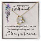 To My Gorgeous Girlfriend When I Look into Your Eyes Forever Love Pendant Necklace