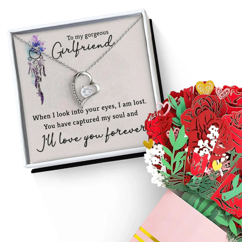 To My Gorgeous Girlfriend When I Look into Your Eyes Forever Love Pendant Necklace