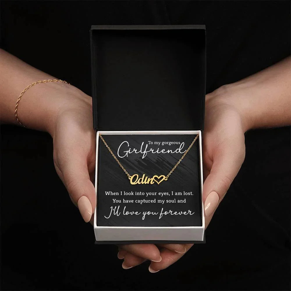 To My Gorgeous Girlfriend You Have Captured My Soul Heart Name Necklace