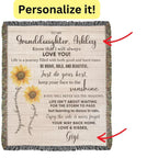 To My Granddaughter Life Is Learning to Dance in the Rain Personalized Heirloom Woven Blanket