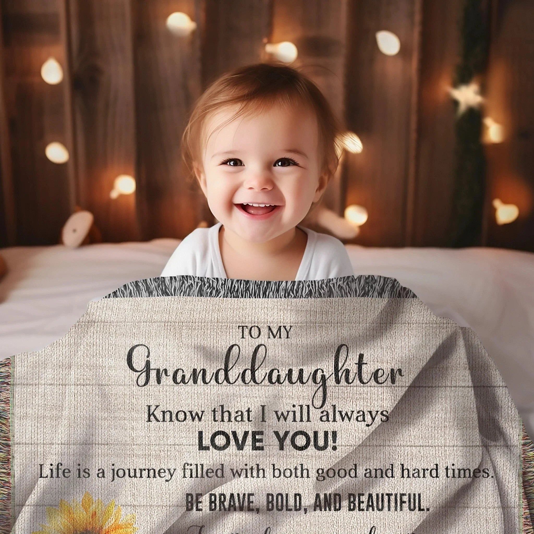 To My Granddaughter Life Is Learning to Dance in the Rain Personalized Heirloom Woven Blanket