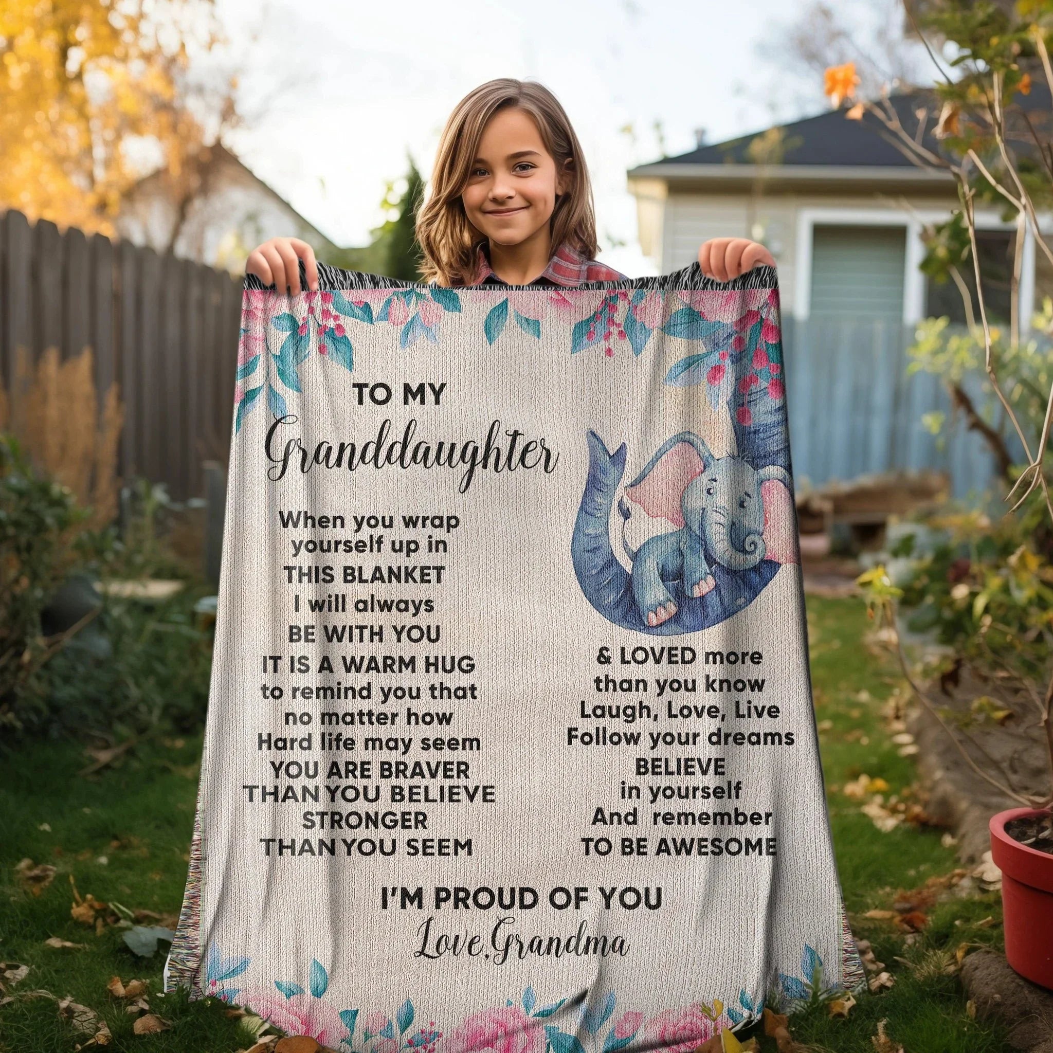 To My Granddaughter You are Braver than you Believe and Loved More Than You Know Heirloom Woven Blanket