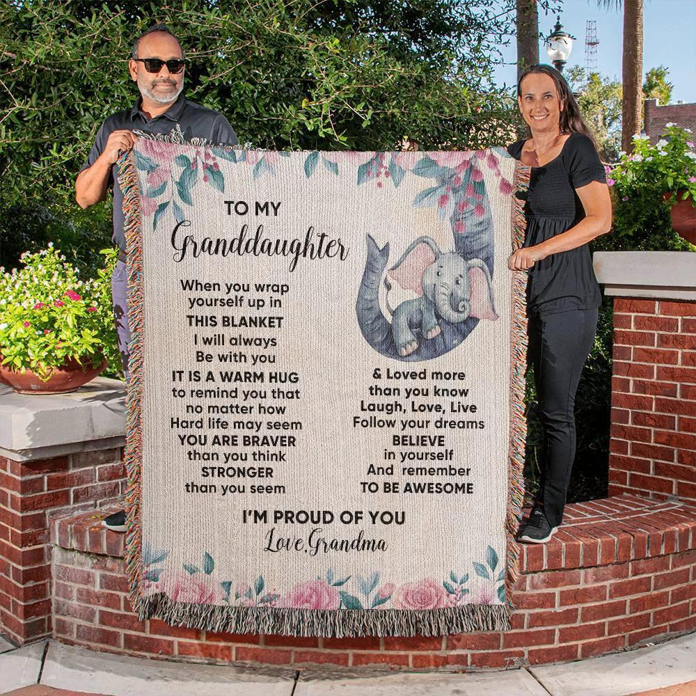 To My Granddaughter You are Braver than you Believe and Loved More Than You Know Heirloom Woven Blanket