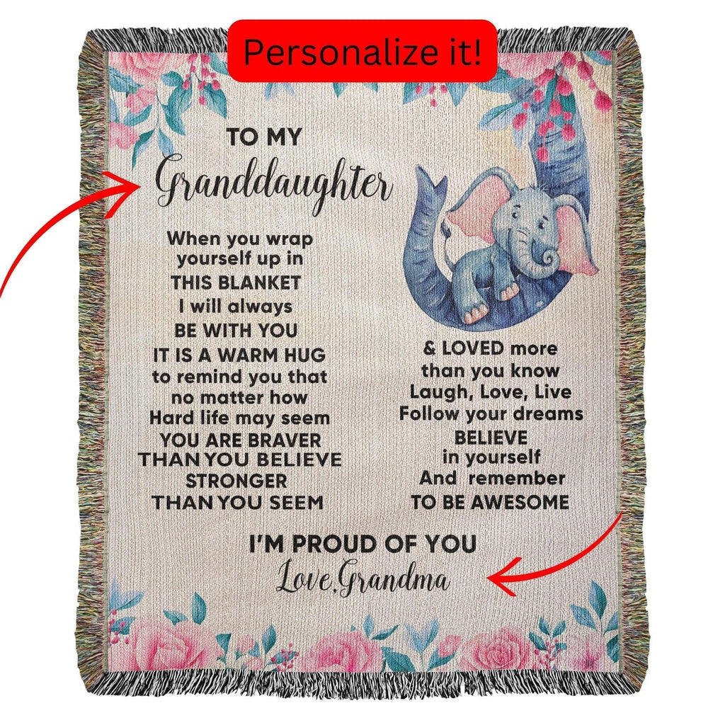 To My Granddaughter You are Braver than you Believe and Loved More Than You Know Heirloom Woven Blanket
