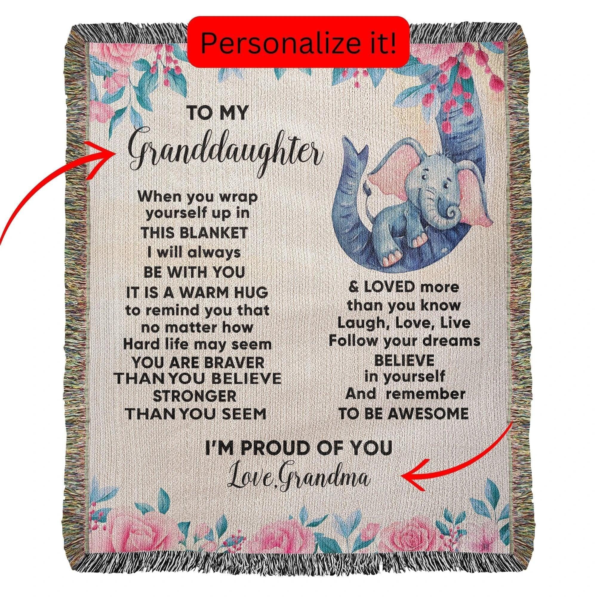 To My Granddaughter You are Braver than you Believe and Loved More Than You Know Heirloom Woven Blanket