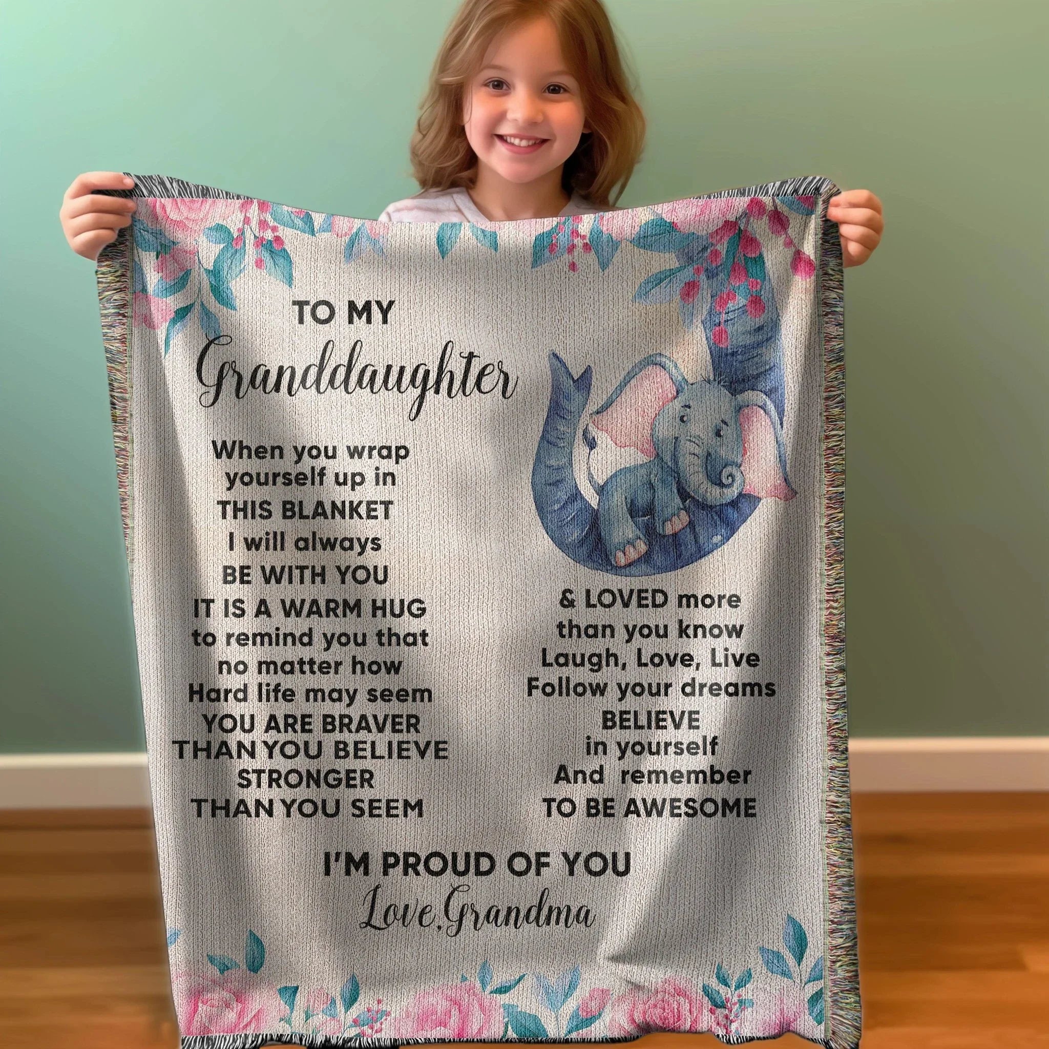 To My Granddaughter You are Braver than you Believe and Loved More Than You Know Heirloom Woven Blanket