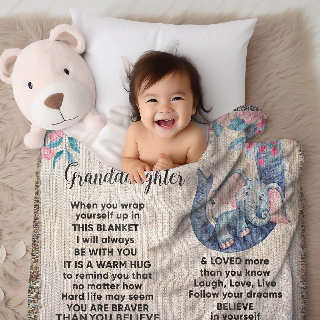 To My Granddaughter You are Braver than you Believe and Loved More Than You Know Heirloom Woven Blanket