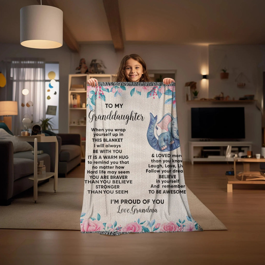 To My Granddaughter You are Braver than you Believe and Loved More Than You Know Heirloom Woven Blanket