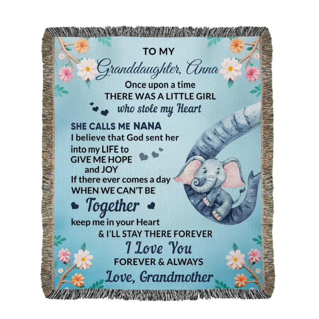 To My Granddaughter, You bring me Hope and Joy Heirloom Woven Blanket Love Nana