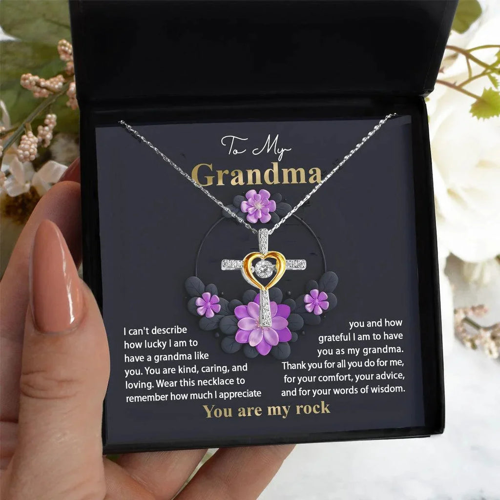 To My Grandma I am Lucky to Have You Cross Pendant Necklace
