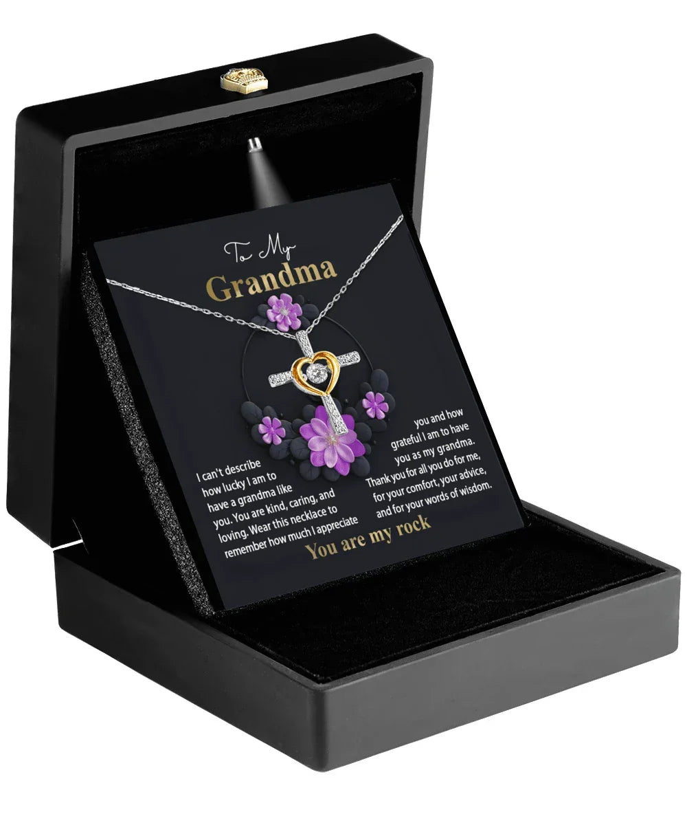 To My Grandma I am Lucky to Have You Cross Pendant Necklace