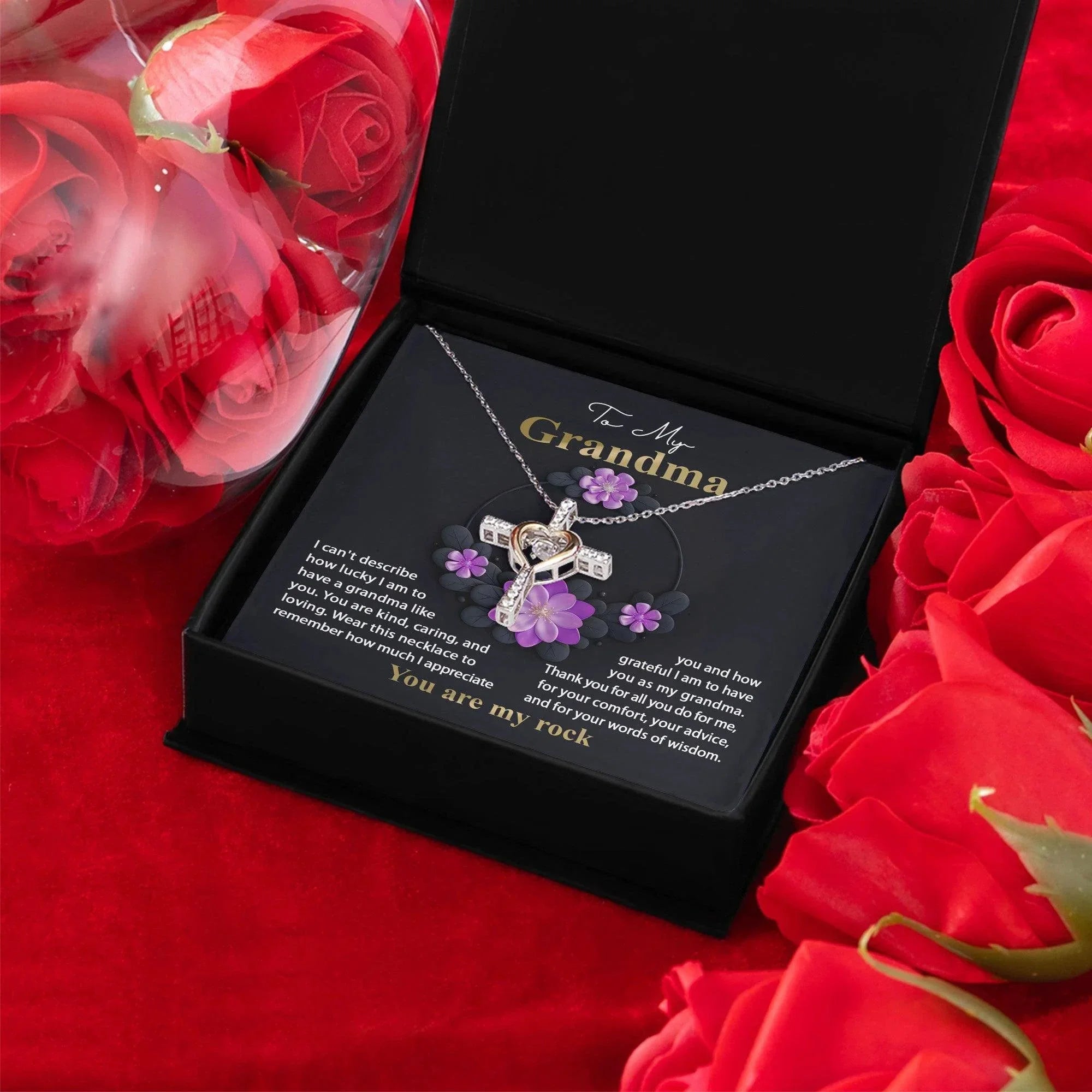 To My Grandma I am Lucky to Have You Cross Pendant Necklace