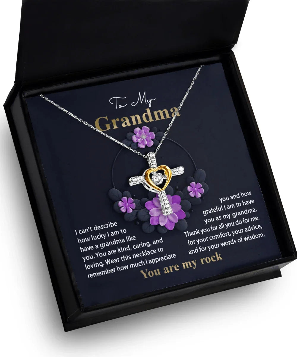 To My Grandma I am Lucky to Have You Cross Pendant Necklace