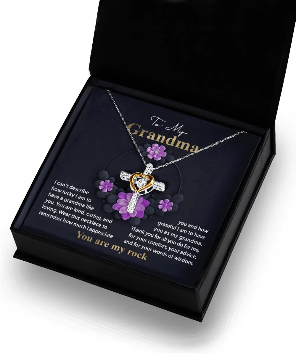 To My Grandma I am Lucky to Have You Cross Pendant Necklace