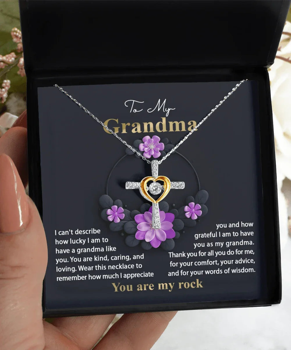To My Grandma I am Lucky to Have You Cross Pendant Necklace