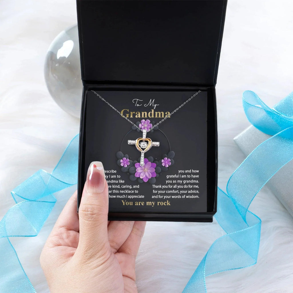 To My Grandma I am Lucky to Have You Cross Pendant Necklace