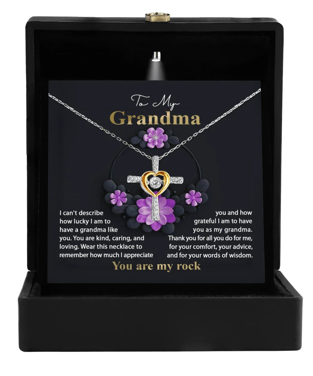 To My Grandma I am Lucky to Have You Cross Pendant Necklace