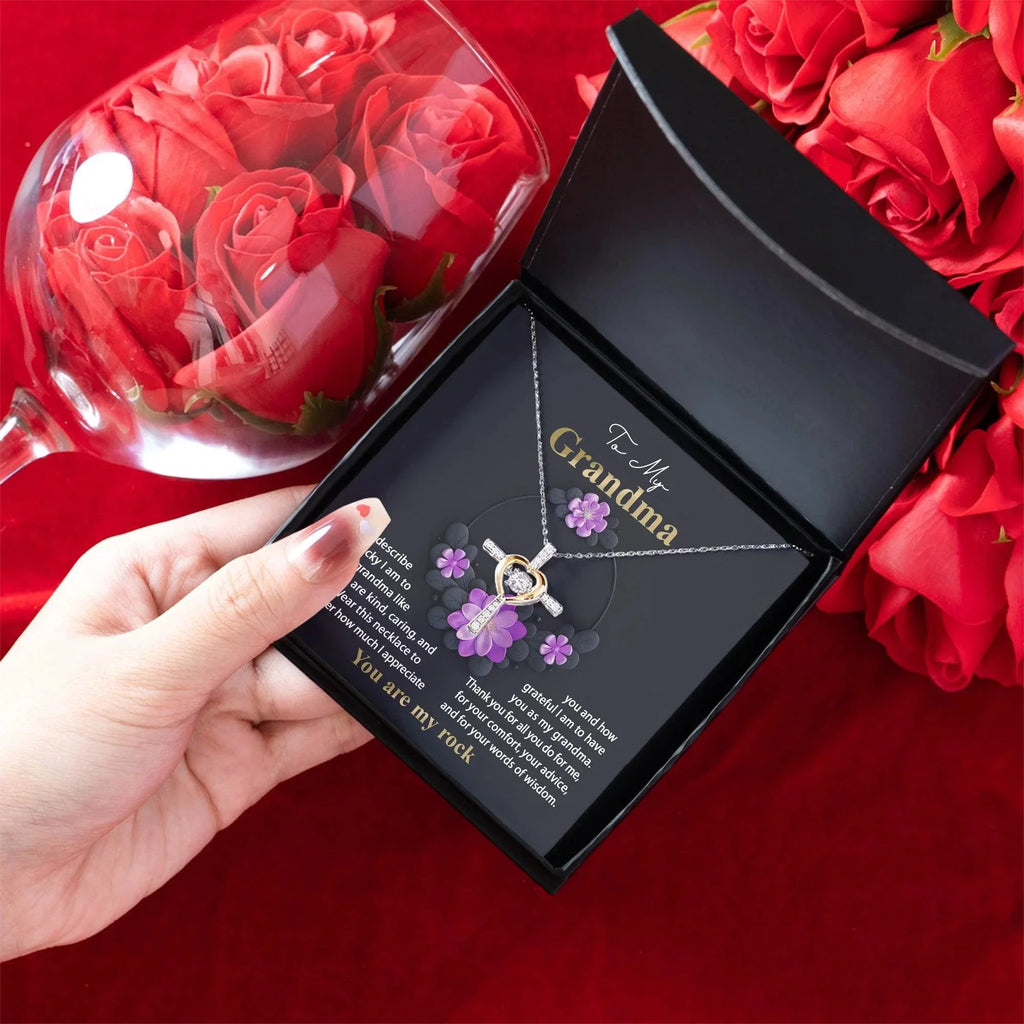 To My Grandma I am Lucky to Have You Cross Pendant Necklace