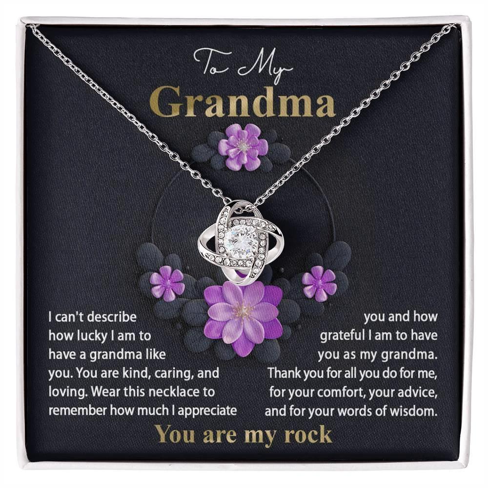 To My Grandma I am Lucky to Have You Love Knot Pendant Necklace