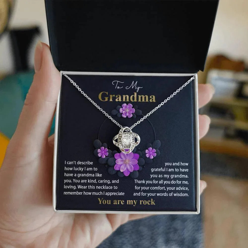 To My Grandma I am Lucky to Have You Love Knot Pendant Necklace