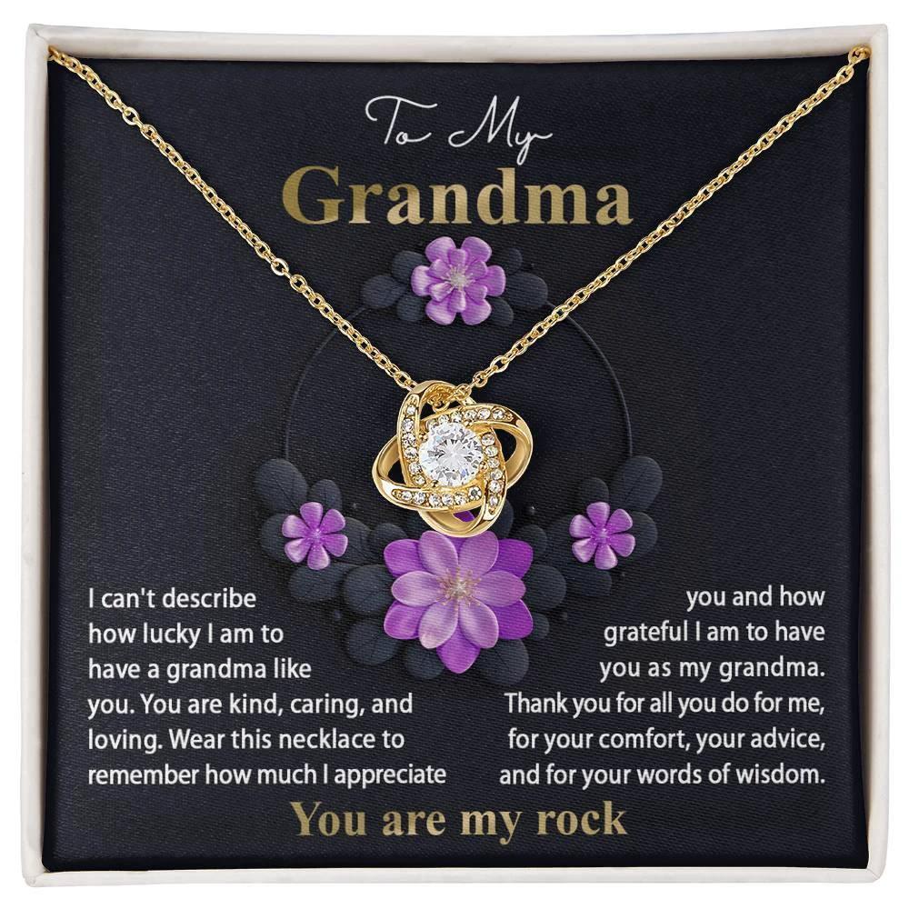 To My Grandma I am Lucky to Have You Love Knot Pendant Necklace