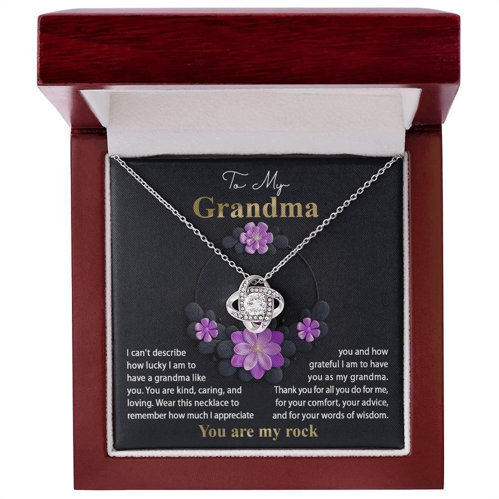To My Grandma I am Lucky to Have You Love Knot Pendant Necklace