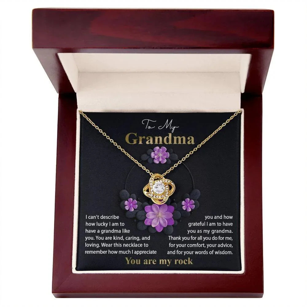 To My Grandma I am Lucky to Have You Love Knot Pendant Necklace