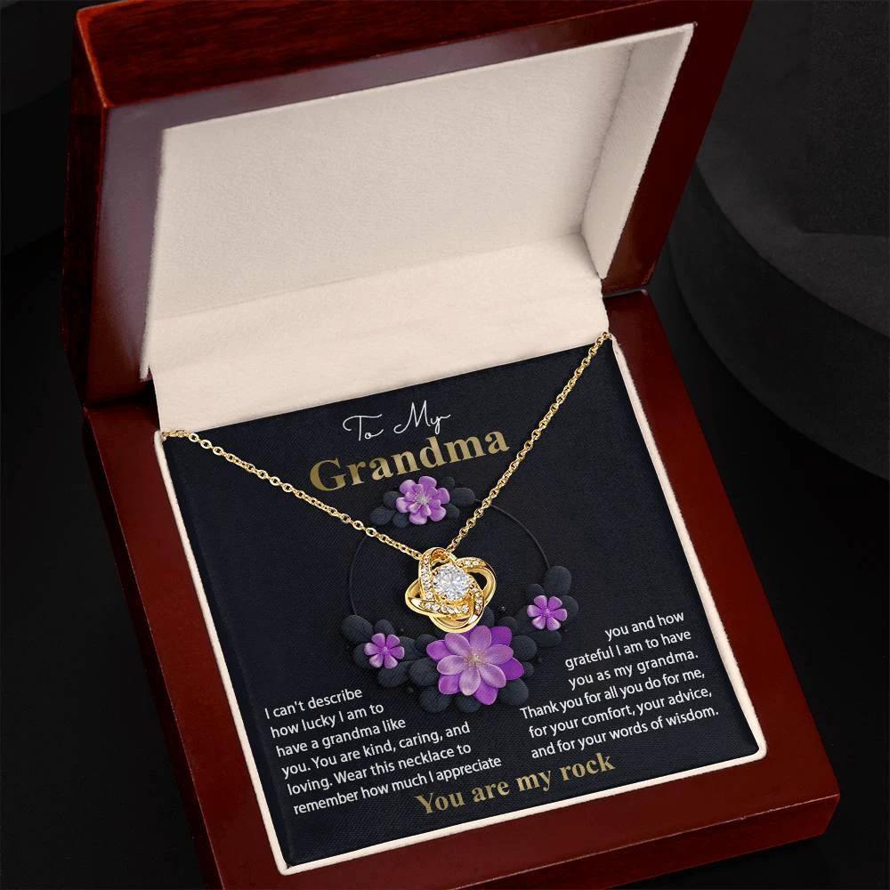 To My Grandma I am Lucky to Have You Love Knot Pendant Necklace