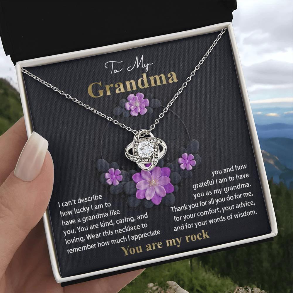 To My Grandma I am Lucky to Have You Love Knot Pendant Necklace