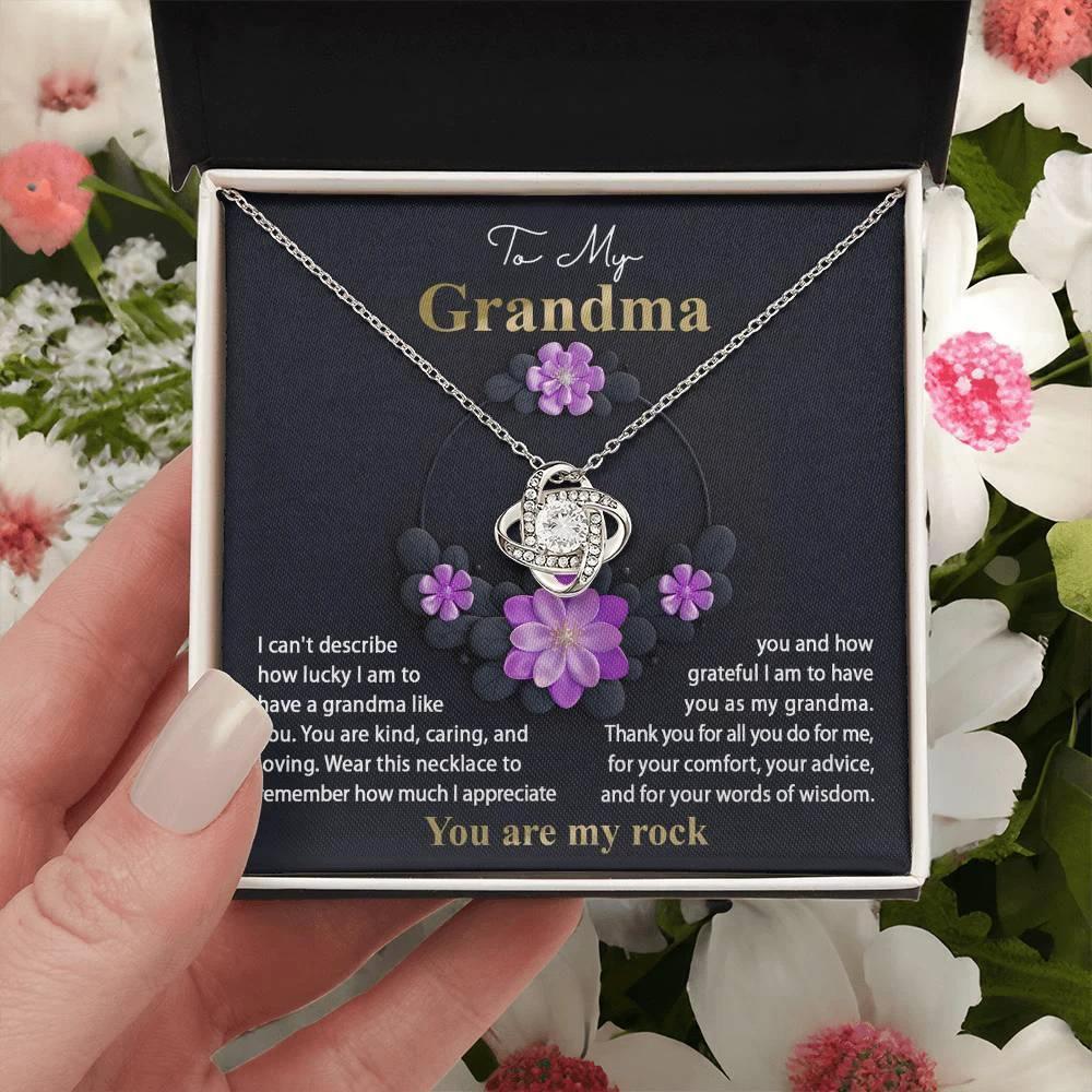 To My Grandma I am Lucky to Have You Love Knot Pendant Necklace