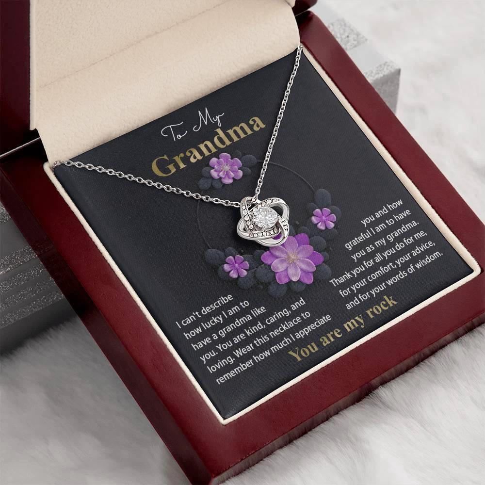 To My Grandma I am Lucky to Have You Love Knot Pendant Necklace
