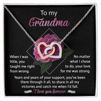 To My Grandma Your Love for Me is Strong Interlocking Hearts Pendant Necklace